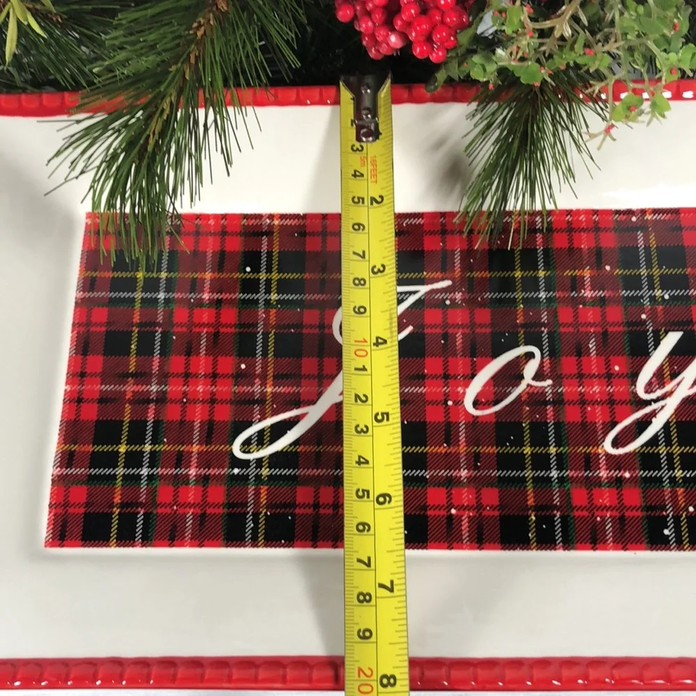 Plaid “Joy” Serving Platter Tray NWT Christmas Holiday Serving Tray Decor - Picture 12 of 14